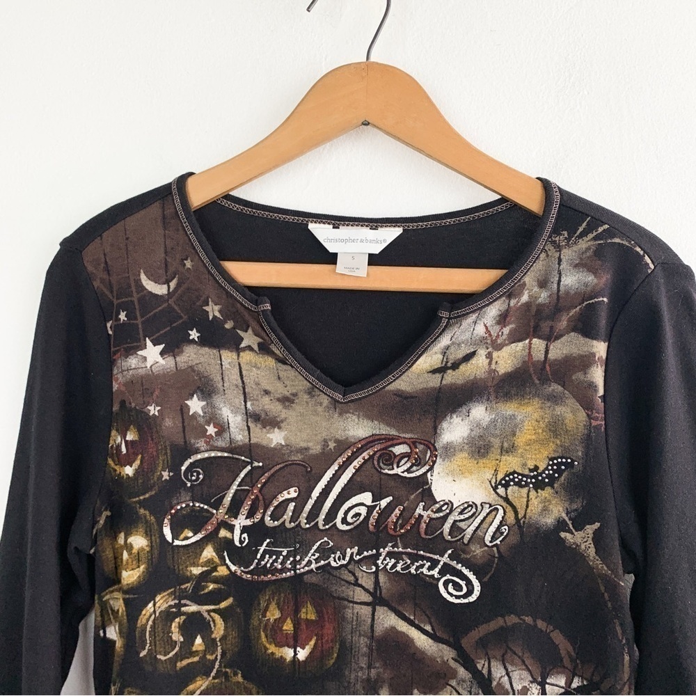 Y2K Halloween Gothic Rhinestone Knit Long Sleeve Sz S - Picture 3 of 7